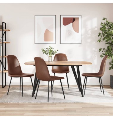  Valgomojo kėdės, 4vnt., rudos, 43,5x53,5x84cm, dirbtinė oda	 - Valgomojo Kėdės - 1
