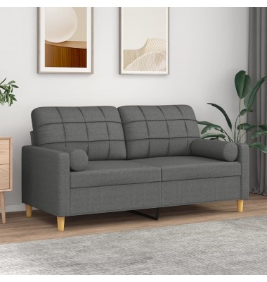  Dvivietė sofa su pagalvėlėmis, tamsiai pilka, 140cm, audinys - Sofos, sofos-lovos - 1