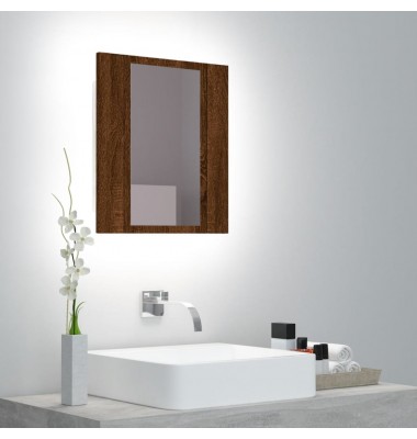  Veidrodinė LED vonios spintelė, ruda, 40x12x45cm, mediena - Vonios spintelės, veidrodžiai - 1