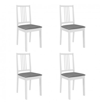  Valgomojo kėdės su pagalv., 4 vnt., balt. sp., medienos masyvas - Valgomojo Kėdės - 1