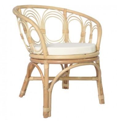  Valgomojo kėdė su pagalvėle, natūralus ratanas ir linas - Valgomojo Kėdės - 1