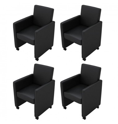   Valgomojo kėdės, 4 vnt., juodos spalvos, dirbtinė oda - Valgomojo Kėdės - 1