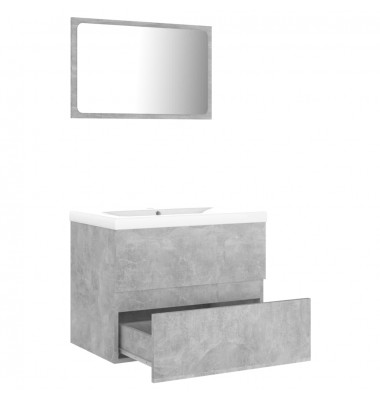  Vonios kambario baldų komplektas, betono pilkos spalvos, MDP - Vonios baldų komplektai - 3