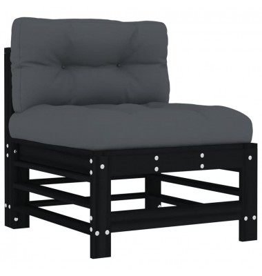  Sodo komplektas su pagalvėlėmis, 6 dalių, juodas, mediena - Lauko baldų komplektai - 4