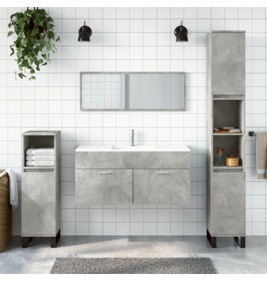  Vonios kambario spintelė su veidrodžiu, betono pilka, mediena - Vonios baldų komplektai - 1