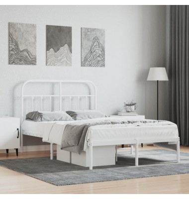  Metalinis lovos rėmas su galvūgaliu, baltos spalvos, 120x190cm - Lovos - 1