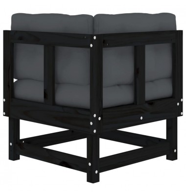  Kampinė sofos dalis su pagalvėlėmis, juoda, pušies masyvas - Moduliniai lauko baldai - 5