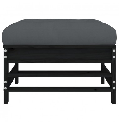  Sodo pakoja su pagalvėle, juoda, pušies medienos masyvas - Moduliniai lauko baldai - 4
