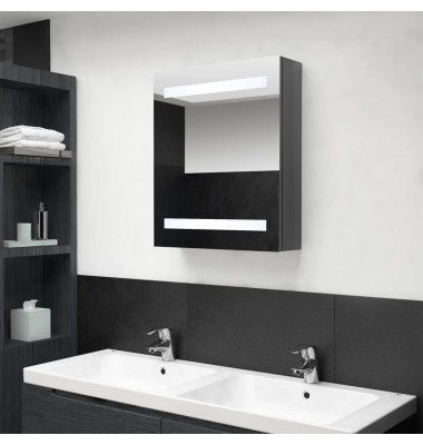  Veidrodinė vonios spintelė su LED, pilka, 50x14x60cm, blizgi - Vonios spintelės, veidrodžiai - 1