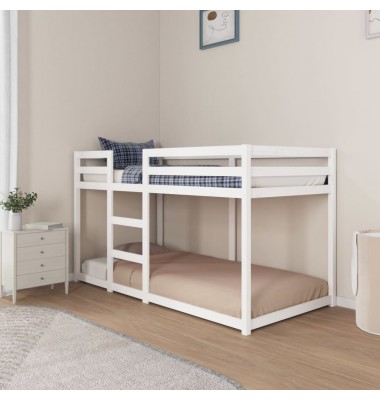  Dviaukštė lova, balta, 90x190cm, pušies medienos masyvas - Lovos - 3