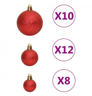  Kalėdinių žaisliukų rinkinys, 111vnt., raudoni, polistirenas - Kalėdinės dekoracijos - 5
