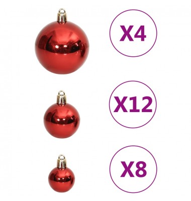  Kalėdinių žaisliukų rinkinys, 111vnt., raudoni, polistirenas - Kalėdinės dekoracijos - 6