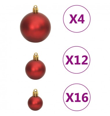  Kalėdinių žaisliukų rinkinys, 111vnt., raudoni, polistirenas - Kalėdinės dekoracijos - 7