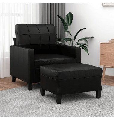  Krėslas su pakoja, juodos spalvos, 60cm, dirbtinė oda - Sofos, sofos-lovos - 1