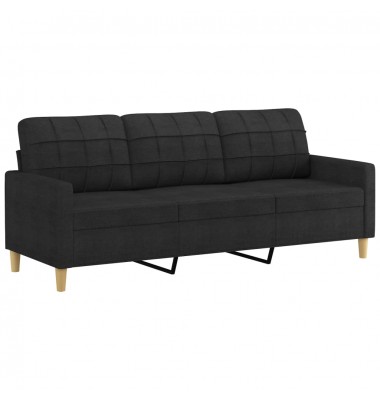  Trivietė sofa su pagalvėlėmis, juodos spalvos, 180cm, audinys - Sofos, sofos-lovos - 4