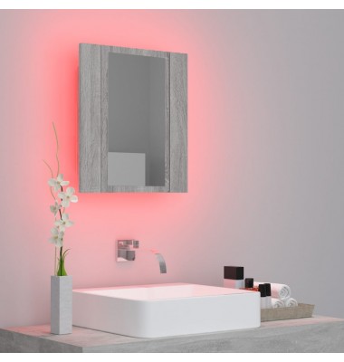  Veidrodinė LED vonios spintelė, pilka, 40x12x45cm, mediena - Vonios spintelės, veidrodžiai - 3