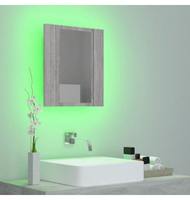  Veidrodinė LED vonios spintelė, pilka, 40x12x45cm, mediena - Vonios spintelės, veidrodžiai - 4