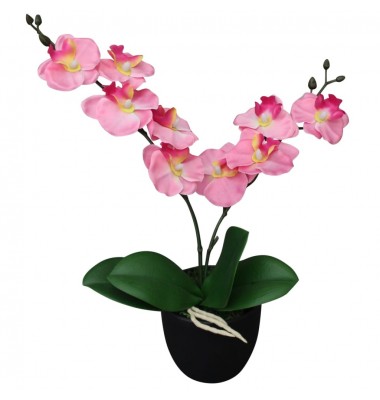  Dirbtinė orchidėja su vazonu, 30 cm, rožinė - Dirbtiniai augalai - 1