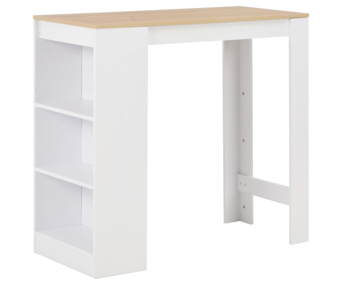 Baro stalas su lentyna, baltas, 110x50x103cm - Stalai - 1 Baro stalas su lentyna, baltas, 110x50x103cm - Stalai - 1