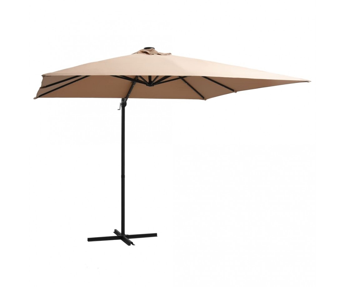 Gembinis skėtis su LED/plieniniu stulpu, taupe, 250x250cm - Lauko skėčiai, uždangos nuo saulės - 1 Gembinis skėtis su LED/plieniniu stulpu, taupe, 250x250cm - Lauko skėčiai, uždangos nuo saulės - 1