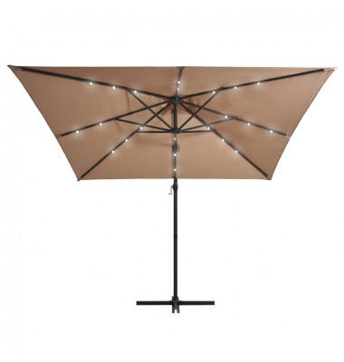 Gembinis skėtis su LED/plieniniu stulpu, taupe, 250x250cm - Lauko skėčiai, uždangos nuo saulės - 3