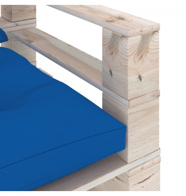  Sodo sofa iš palečių su mėlynomis pagalvėlėmis, pušies mediena - Lauko sofos, lovos - 5