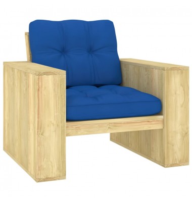  Sodo kėdė su mėlynomis pagalvėlėmis, impregnuota pušies mediena - Lauko kėdės - 1