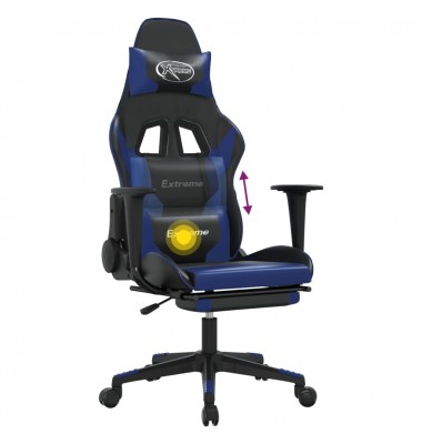  Masažinė žaidimų kėdė su pakoja, juoda ir mėlyna, dirbtinė oda - Žaidimų kėdės - 8