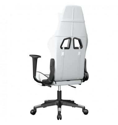 Masažinė žaidimų kėdė su pakoja, balta ir juoda, dirbtinė oda - Žaidimų kėdės - 6