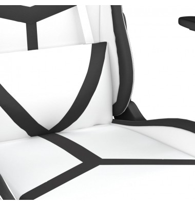  Masažinė žaidimų kėdė su pakoja, balta ir juoda, dirbtinė oda - Žaidimų kėdės - 9