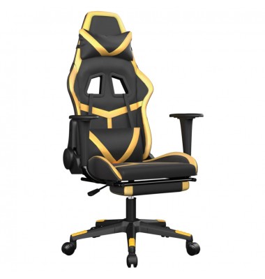  Masažinė žaidimų kėdė su pakoja, juoda ir auksinė, dirbtinė oda - Žaidimų kėdės - 2