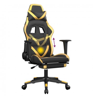  Masažinė žaidimų kėdė su pakoja, juoda ir auksinė, dirbtinė oda - Žaidimų kėdės - 8