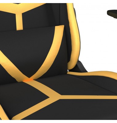  Masažinė žaidimų kėdė su pakoja, juoda ir auksinė, dirbtinė oda - Žaidimų kėdės - 9