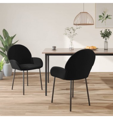  Valgomojo kėdės, 2vnt., juodos spalvos, aksomas - Valgomojo Kėdės - 1