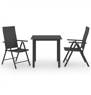  Sodo valgomojo baldų komplektas, 3 dalių, juodos spalvos  - Lauko baldų komplektai - 2