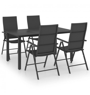  Sodo valgomojo baldų komplektas, 5 dalių, juodos spalvos  - Lauko baldų komplektai - 2