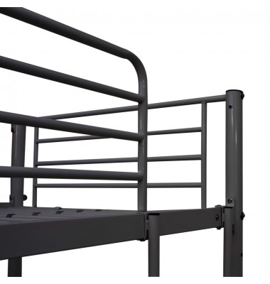 Dviaukštė lova su stalu, pilkos spalvos, 90x200cm, metalas - Dviaukštės lovos - 5