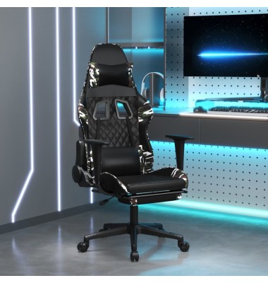  Žaidimų kėdė su pakoja, juoda ir kamufliažinė, dirbtinė oda - Žaidimų kėdės - 1