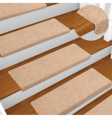  Laiptų kilimėliai, 10vnt., rudi, 65x21x4cm, perforuoti adatomis - Laiptų kilimėliai - 1