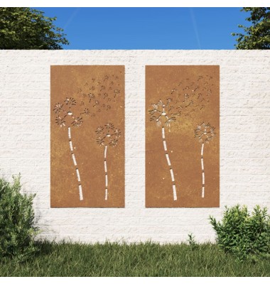  Sodo sienos dekoracija, 2 dalių, 105x55cm, corten plienas - Meno kūriniai - 1