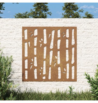  Sodo sienos dekoracija, 55x55cm, corten plienas, bambukas - Meno kūriniai - 1