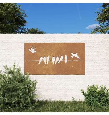  Sodo sienos dekoracija, 105x55cm, corten plienas, paukščiai - Meno kūriniai - 1