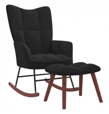  Supama kėdė su pakoja, juodos spalvos, aksomas - Supamos kėdės - 1