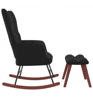  Supama kėdė su pakoja, juodos spalvos, aksomas - Supamos kėdės - 3