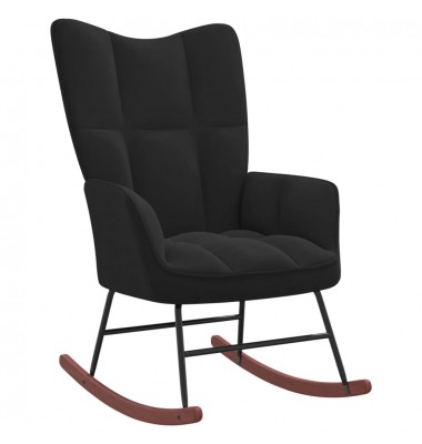 Supama kėdė su pakoja, juodos spalvos, aksomas - Supamos kėdės - 5