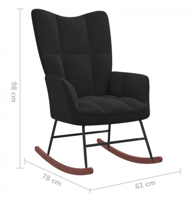  Supama kėdė su pakoja, juodos spalvos, aksomas - Supamos kėdės - 10