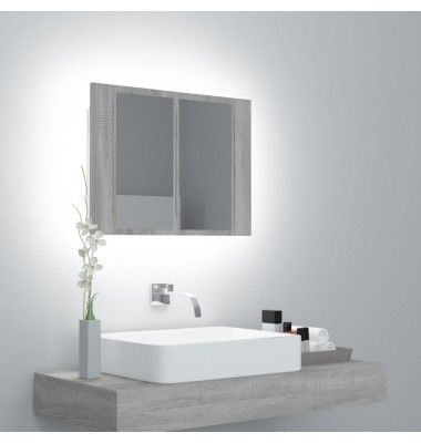  Veidrodinė LED vonios spintelė, pilka, 60x12x45cm, mediena - Vonios spintelės, veidrodžiai - 1