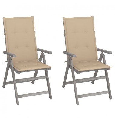  Atlošiamos sodo kėdės su pagalvėmis, 2vnt., akacijos masyvas - Lauko kėdės - 1