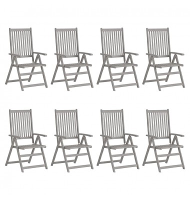  Atlošiamos sodo kėdės su pagalvėlėmis, 8vnt., pilkos, akacija - Lauko kėdės - 2