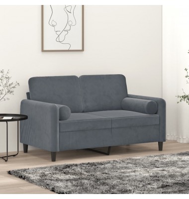  Dvivietė sofa su pagalvėlėmis, tamsiai pilka, 120cm, aksomas - Sofos, sofos-lovos - 1